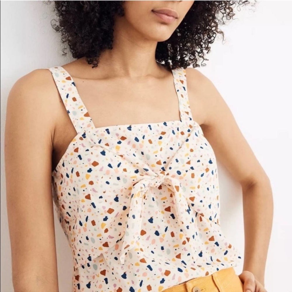 Madewell Tie-Front Cami Tank Top in Terrazzo Confetti